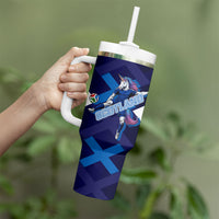Personalized Scotland Unicorn Football Tumbler With Handle Scottish National Soccer Team - St Andrew's Cross - Vibrant Fantasy Mascot