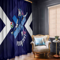 Personalized Scotland Unicorn Football Window Curtain Scottish National Soccer Team - St Andrew's Cross - Vibrant Fantasy Mascot