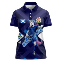 Personalized Scotland Unicorn Football Women Polo Shirt Scottish National Soccer Team - St Andrew's Cross - Vibrant Fantasy Mascot