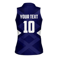 Personalized Scotland Unicorn Football Women Sleeveless Polo Shirt Scottish National Soccer Team - St Andrew's Cross - Vibrant Fantasy Mascot