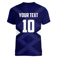 Personalized Scotland Unicorn Football Women V-Neck T-Shirt Scottish National Soccer Team - St Andrew's Cross - Vibrant Fantasy Mascot