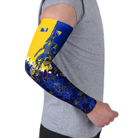 Personalized Bosnia And Herzegovina Football Dragon Mascot Arm Sleeves Balkan Soccer Design With Floral Line Art