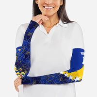 Personalized Bosnia And Herzegovina Football Dragon Mascot Arm Sleeves Balkan Soccer Design With Floral Line Art