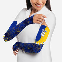 Personalized Bosnia And Herzegovina Football Dragon Mascot Arm Sleeves Balkan Soccer Design With Floral Line Art