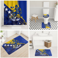 Personalized Bosnia And Herzegovina Football Dragon Mascot Bathroom Set Balkan Soccer Design With Floral Line Art