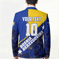 Personalized Bosnia And Herzegovina Football Dragon Mascot Blazer Balkan Soccer Design With Floral Line Art