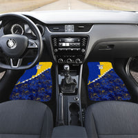 Personalized Bosnia And Herzegovina Football Dragon Mascot Car Mats Balkan Soccer Design With Floral Line Art
