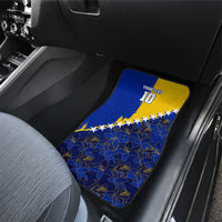 Personalized Bosnia And Herzegovina Football Dragon Mascot Car Mats Balkan Soccer Design With Floral Line Art