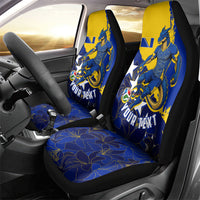 Personalized Bosnia And Herzegovina Football Dragon Mascot Car Seat Cover Balkan Soccer Design With Floral Line Art