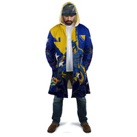 Personalized Bosnia And Herzegovina Football Dragon Mascot Cloak Balkan Soccer Design With Floral Line Art