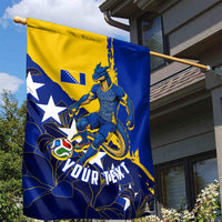 Personalized Bosnia And Herzegovina Football Dragon Mascot Garden Flag Balkan Soccer Design With Floral Line Art