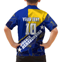 Personalized Bosnia And Herzegovina Football Dragon Mascot Hawaiian Shirt Balkan Soccer Design With Floral Line Art