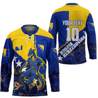 Personalized Bosnia And Herzegovina Football Dragon Mascot Hockey Jersey Balkan Soccer Design With Floral Line Art