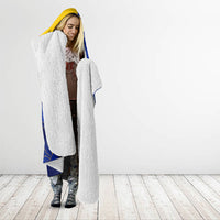 Personalized Bosnia And Herzegovina Football Dragon Mascot Hooded Blanket Balkan Soccer Design With Floral Line Art