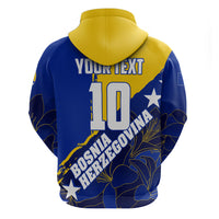 Personalized Bosnia And Herzegovina Football Dragon Mascot Hoodie Balkan Soccer Design With Floral Line Art