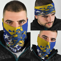 Personalized Bosnia And Herzegovina Football Dragon Mascot Neck Gaiter Balkan Soccer Design With Floral Line Art