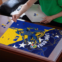 Personalized Bosnia And Herzegovina Football Dragon Mascot Puzzle Balkan Soccer Design With Floral Line Art