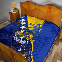 Personalized Bosnia And Herzegovina Football Dragon Mascot Quilt Balkan Soccer Design With Floral Line Art