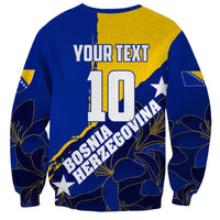 Personalized Bosnia And Herzegovina Football Dragon Mascot Sweatshirt Balkan Soccer Design With Floral Line Art