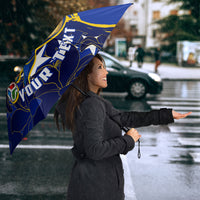 Personalized Bosnia And Herzegovina Football Dragon Mascot Umbrella Balkan Soccer Design With Floral Line Art