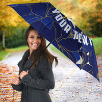 Personalized Bosnia And Herzegovina Football Dragon Mascot Umbrella Balkan Soccer Design With Floral Line Art
