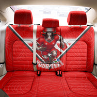 Personalized Switzerland Football Bull Mascot Back Car Seat Cover Swiss Flag And Alps Mountain Background With Muscular Bull Art