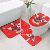 Personalized Switzerland Football Bull Mascot Bathroom Set Swiss Flag And Alps Mountain Background With Muscular Bull Art