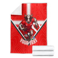 Personalized Switzerland Football Bull Mascot Blanket Swiss Flag And Alps Mountain Background With Muscular Bull Art