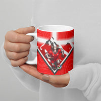 Personalized Switzerland Football Bull Mascot Ceramic Mug Swiss Flag And Alps Mountain Background With Muscular Bull Art
