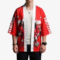 Personalized Switzerland Football Bull Mascot Kimono Swiss Flag And Alps Mountain Background With Muscular Bull Art