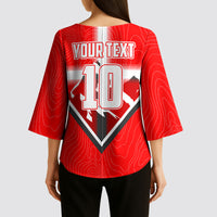 Personalized Switzerland Football Bull Mascot Kimono Sleeve Blouse Swiss Flag And Alps Mountain Background With Muscular Bull Art