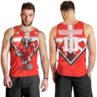 Personalized Switzerland Football Bull Mascot Men Tank Top Swiss Flag And Alps Mountain Background With Muscular Bull Art