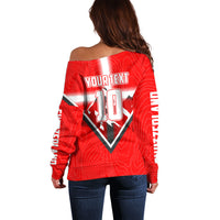Personalized Switzerland Football Bull Mascot Off Shoulder Sweater Swiss Flag And Alps Mountain Background With Muscular Bull Art