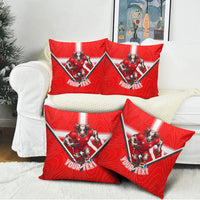 Personalized Switzerland Football Bull Mascot Pillow Cover Swiss Flag And Alps Mountain Background With Muscular Bull Art