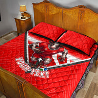 Personalized Switzerland Football Bull Mascot Quilt Bed Set Swiss Flag And Alps Mountain Background With Muscular Bull Art