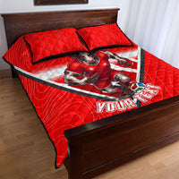 Personalized Switzerland Football Bull Mascot Quilt Bed Set Swiss Flag And Alps Mountain Background With Muscular Bull Art