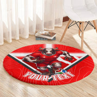 Personalized Switzerland Football Bull Mascot Round Carpet Swiss Flag And Alps Mountain Background With Muscular Bull Art