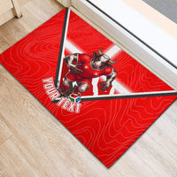 Personalized Switzerland Football Bull Mascot Rubber Doormat Swiss Flag And Alps Mountain Background With Muscular Bull Art
