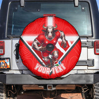 Personalized Switzerland Football Bull Mascot Spare Tire Cover Swiss Flag And Alps Mountain Background With Muscular Bull Art