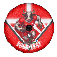 Personalized Switzerland Football Bull Mascot Spare Tire Cover Swiss Flag And Alps Mountain Background With Muscular Bull Art