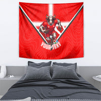 Personalized Switzerland Football Bull Mascot Tapestry Swiss Flag And Alps Mountain Background With Muscular Bull Art