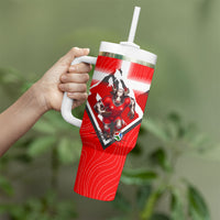 Personalized Switzerland Football Bull Mascot Tumbler With Handle Swiss Flag And Alps Mountain Background With Muscular Bull Art