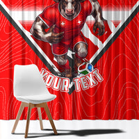 Personalized Switzerland Football Bull Mascot Window Curtain Swiss Flag And Alps Mountain Background With Muscular Bull Art