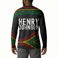 Henry Johnson Black History Month Button Sweatshirt Pan African Colors Tribal Geometric Pattern