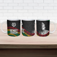 Henry Johnson Black History Month Ceramic Mug Pan African Colors Tribal Geometric Pattern