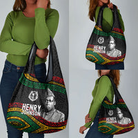 Henry Johnson Black History Month Grocery Bag Pan African Colors Tribal Geometric Pattern