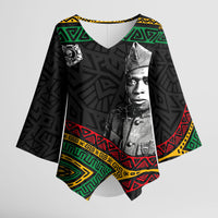 Henry Johnson Black History Month Kimono Sleeve Blouse Pan African Colors Tribal Geometric Pattern