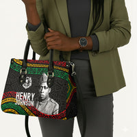 Henry Johnson Black History Month Leather Bag Pan African Colors Tribal Geometric Pattern