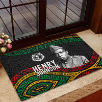 Henry Johnson Black History Month Rubber Doormat Pan African Colors Tribal Geometric Pattern