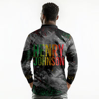 Henry Johnson Black History Month Long Sleeve Polo Shirt Harlem Hellfighters Pan African Grunge Art
